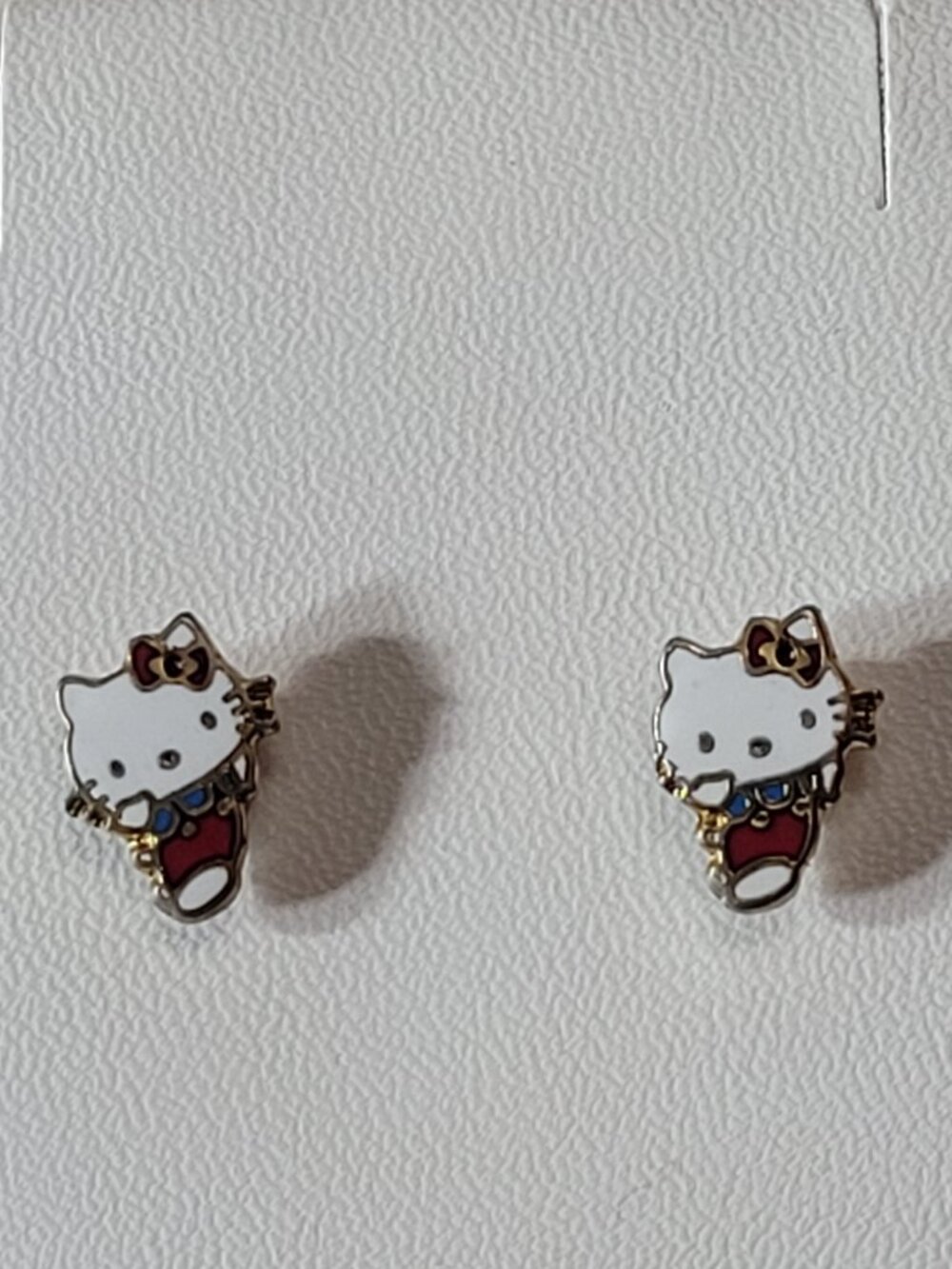 14k enamel painted Hello Kitty earrings